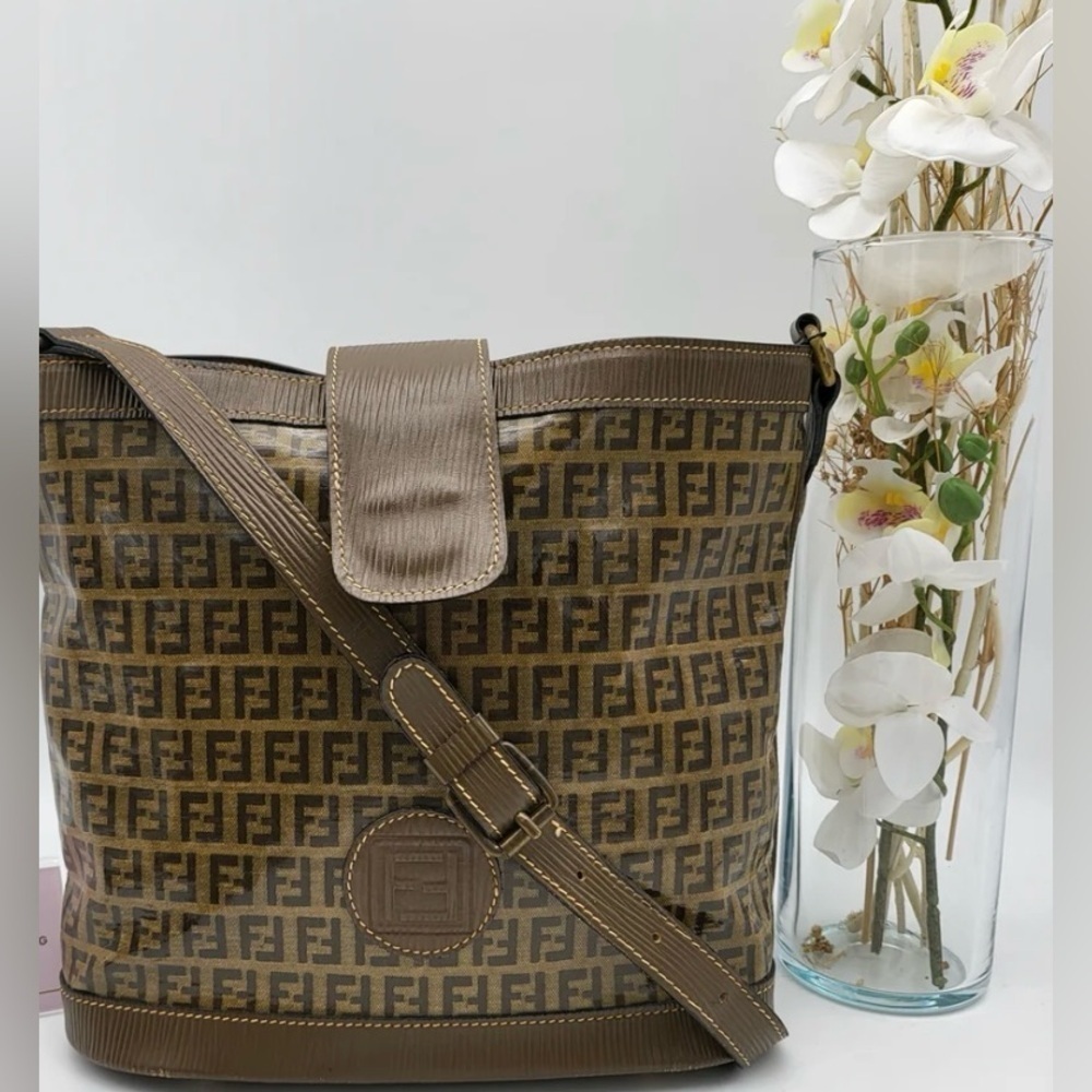 FENDI ZUCCA BUCKET SHOULDER BAG